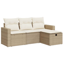 4-delige Loungeset met kussens poly rattan beige