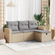Loungeset 4-delig poly rattan beige