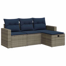 4-delige Loungeset met kussens poly rattan grijs