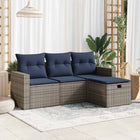 4-piece Lounge Set with cushions poly rattan grey