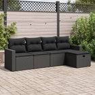 5-Piece Loungeset with Cushions Poly Rattan Black