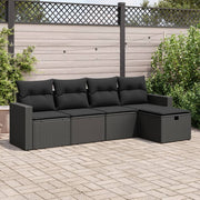 Loungeset 5-delig poly rattan zwart