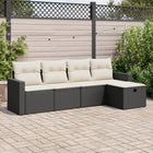5-Piece Loungeset with Cushions Poly Rattan Black
