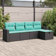 5-Piece Loungeset with Cushions Poly Rattan Black