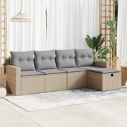 Loungeset 5-delig poly rattan beige