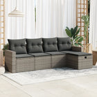 5-delige Loungeset met kussens poly rattan grijs