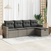 Loungeset 5-delig poly rattan grijs