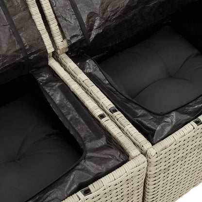 5-delige Loungeset met kussens poly rattan lichtgrijs