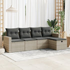 Loungeset 5-delig poly rattan lichtgrijs