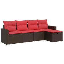 5-delige Loungeset met kussens poly rattan bruin