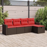 Loungeset 5-delig poly rattan bruin