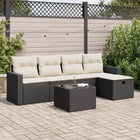 6-piece Lounge Set with Cushions Poly Rattan Black