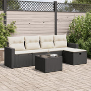 Loungeset poly rattan 6-delig zwart