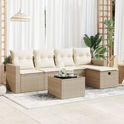 Loungeset 6-delig poly rattan beige