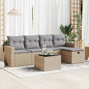 Loungeset 6-delig poly rattan beige