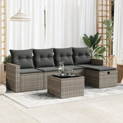 Loungeset 6-delig poly rattan grijs
