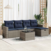 Loungeset poly rattan grijs 6-delig