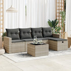 6-piece Lounge Set with cushions poly rattan light grey