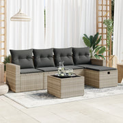 Loungeset 6-delig poly rattan lichtgrijs