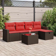 Loungeset 6-delig poly rattan bruin