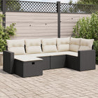 6-piece Lounge Set with Cushions Poly Rattan Black