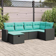 Loungeset 6-delig poly rattan zwart