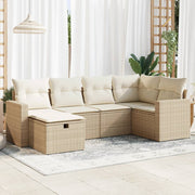 Loungeset poly rattan 6-delig beige