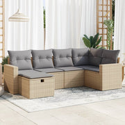 Loungeset poly rattan 6-delig beige