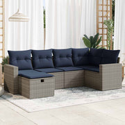 Loungeset 6-delig poly rattan grijs