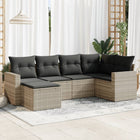 6-piece Lounge Set with cushions poly rattan light grey