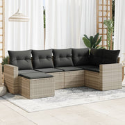 Loungeset 6-delig poly rattan lichtgrijs