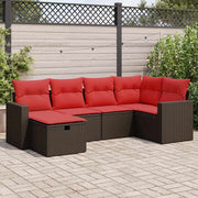 Loungeset 6-delig poly rattan bruin