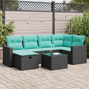 Loungeset 7-delig poly rattan zwart