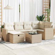 Loungeset 7-delig poly rattan beige