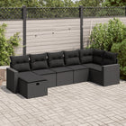 7-delige Loungeset met kussens poly rattan zwart