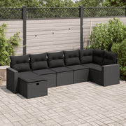 Loungeset 7-delig poly rattan zwart