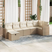 Loungeset 7-delig poly rattan beige