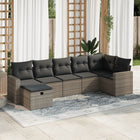 7-delige Loungeset met kussens poly rattan grijs