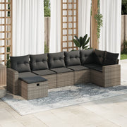 Loungeset 7-delig poly rattan grijs