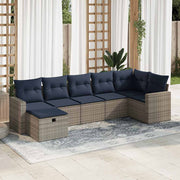 Loungeset 7-delig poly rattan grijs