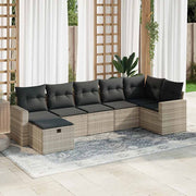 Loungeset 7-delig poly rattan lichtgrijs