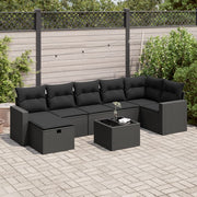 Loungeset 8-delig poly rattan zwart