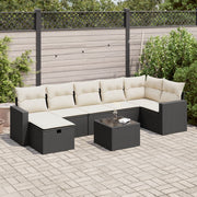 Loungeset poly rattan 8-delig zwart
