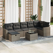 Loungeset 8-delig poly rattan grijs