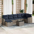 8-piece Lounge Set with Cushions Poly Rattan Grey