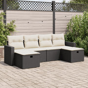 Loungeset 6-delig poly rattan zwart
