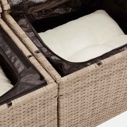 6-delige Loungeset met kussens poly rattan beige
