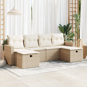 Loungeset 6-delig poly rattan beige