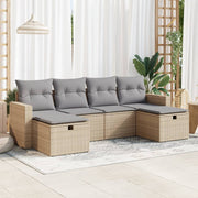 Loungeset 6-delig poly rattan beige