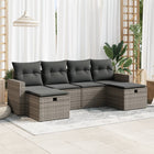 6-piece Lounge Set with Cushions Poly Rattan Grey